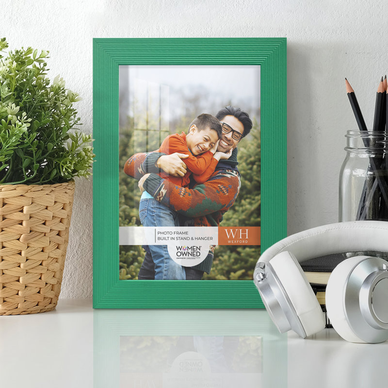 Ensemble de 2 cadres à photo simples en bois 3 po x 5 po noirs, 5 po x 7 po, Vert émeraude