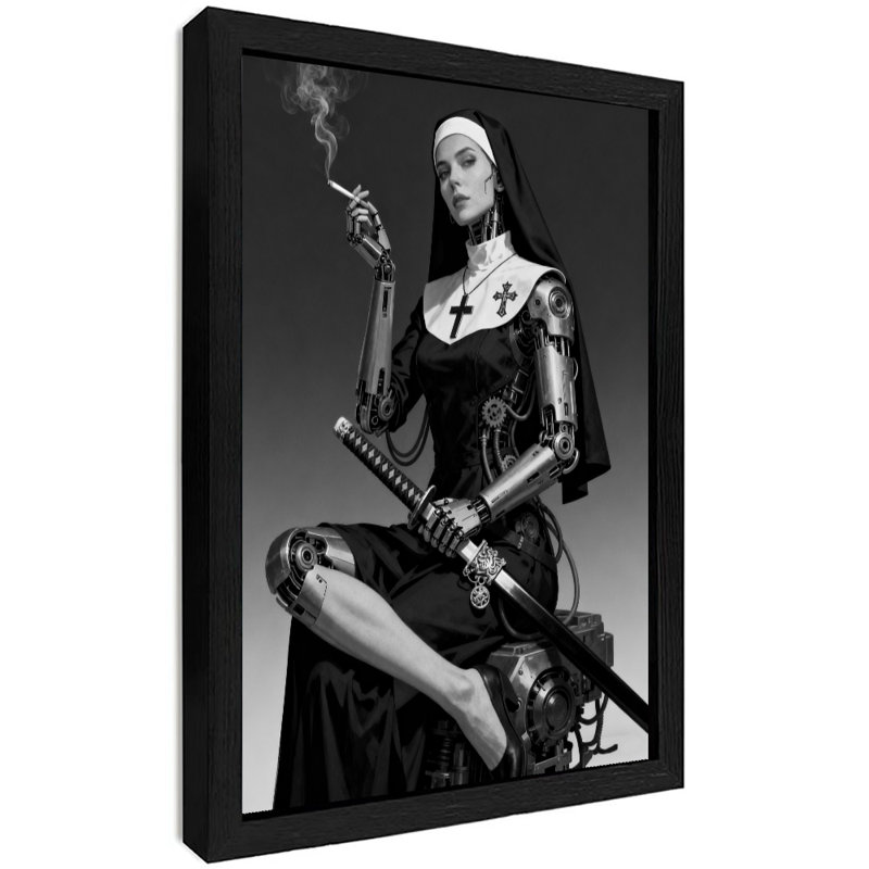 Reproduction d'art encadré noir rétro, H 25 po x l 17 po