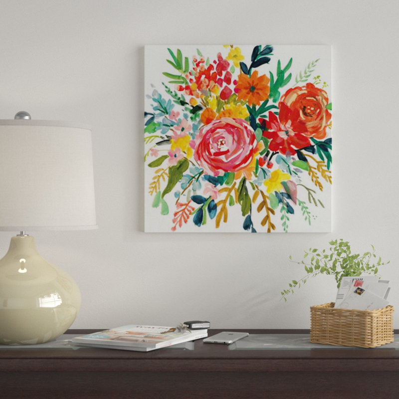 « brillante bouquet ii », reproduction d’impression sur toile, H 12 po x l 12 po x P 1,5 po, Toile tendue, Pas de tapis