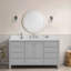 Meuble-lavabo autoportant 60 po avec comptoir simple en bois massif 60 po gris
