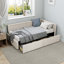 Lit simple d'angle en forme de L, lit de jour rembourré en lin beige, deux tiroirs de rangement, lit de performance longue durée avec forme, spacieux pour le repos-1842582208
