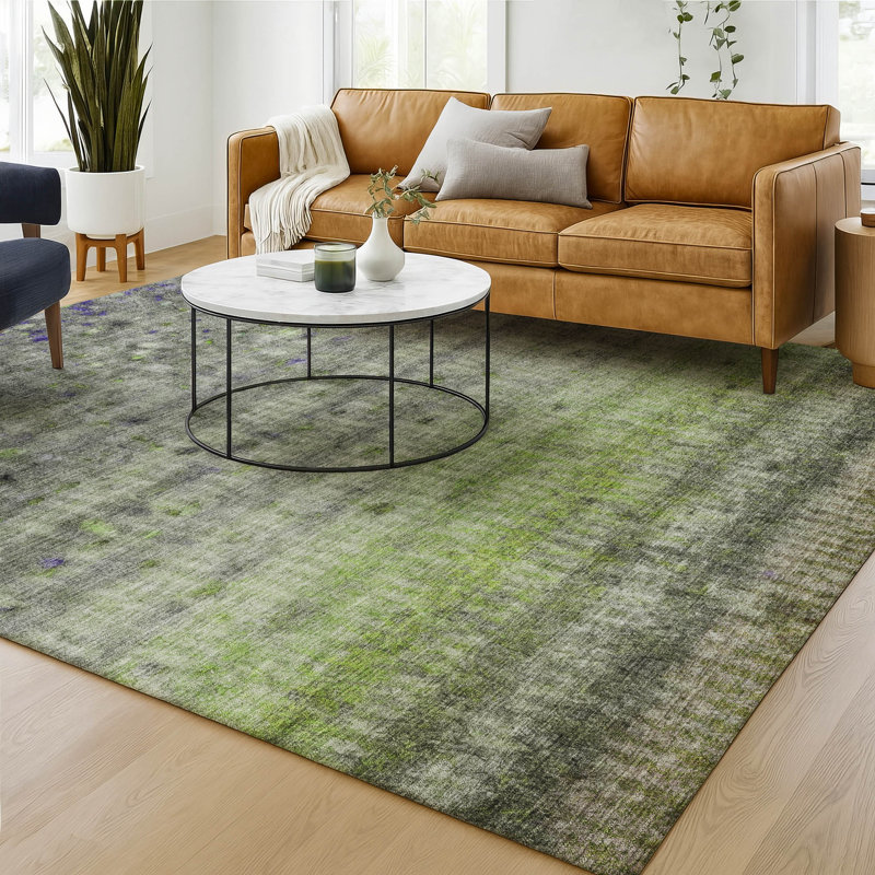 Premium Machine Washable Mayfield Stripes Rug, Green, 10' x 14'