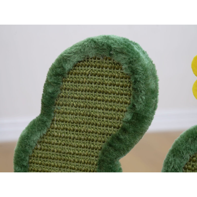 Green Sisal Cactus-Shaped Cat Scratcher with Flower Teaser