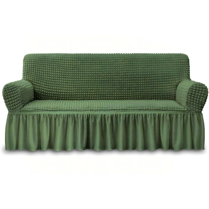 Housse de canapé Housse de canapé extensible avec housse de jupe à volants, housse de protection universelle, 3 sièges, housse de protection lavable à la machine