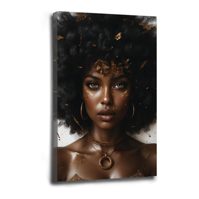 Trendy Black Girl Wall Art Poster Framed High Fashion Style Makeup Poster Living Room Abstract African American Painting 12X16in Wood Framed 20X30in Wood Framed