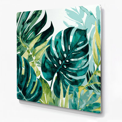«Hawaiian Stylized Leaves», art mural en métal vert
