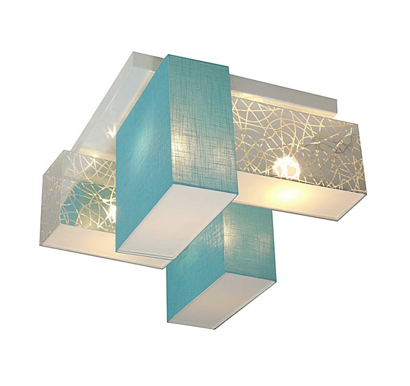 Partida Fabric Semi Flush Mount, Silver/Turquoise