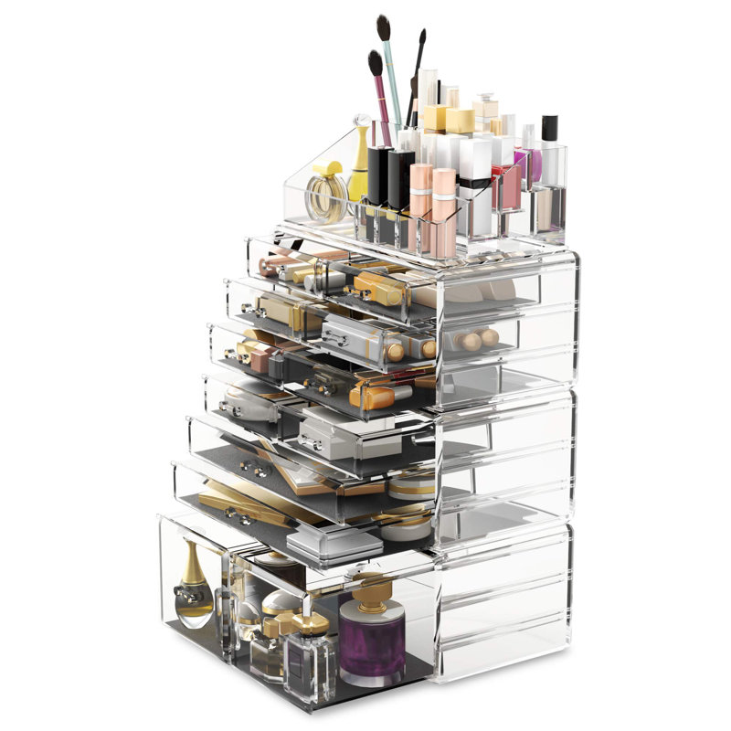 Makeup Cosmetic Organizer Storage Drawers Display Boxes Case With 12 Drawers(Clear)
