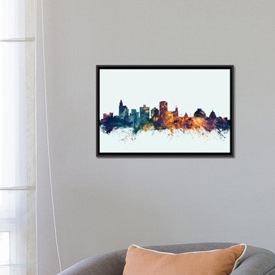 Série d’horizons : jackson, mississippi, usa on blue, reproduction d’art sur toile tendue
