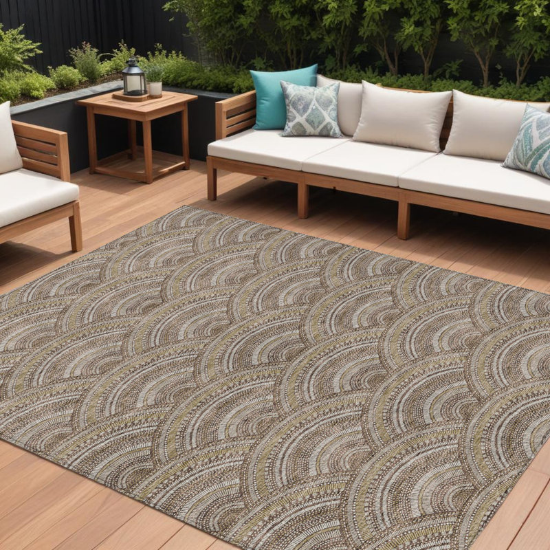 Tapis intérieur / extérieur beige et taupe 8 'x 10'