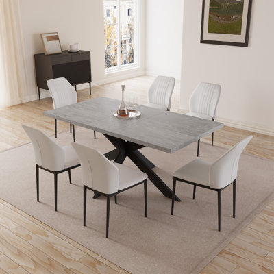 Ensemble de salle à manger pour 6 personnes, table de salle à manger extensible avec 6 chaises rembourrées