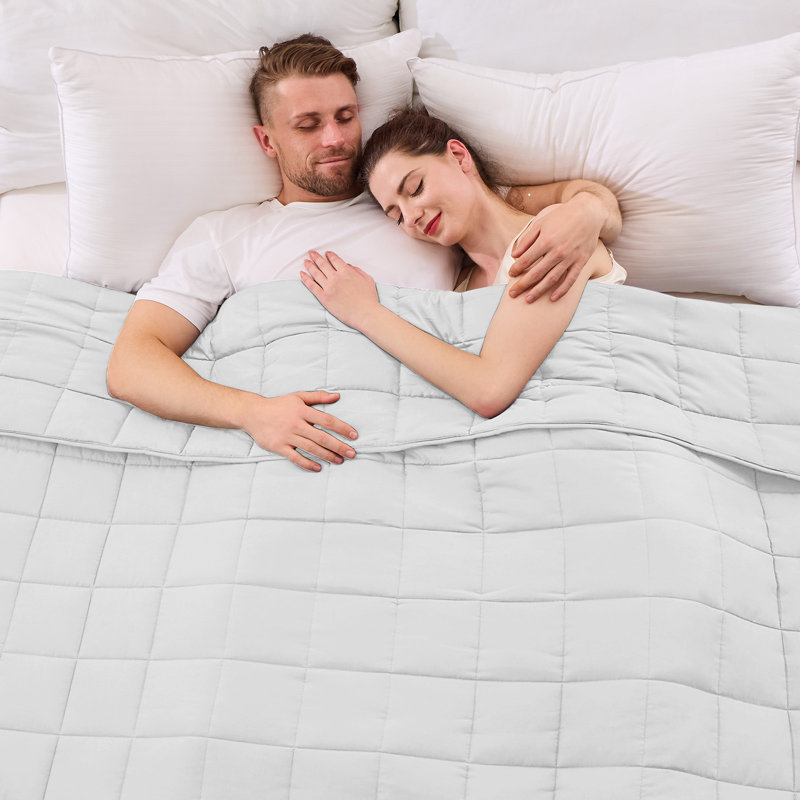 Luxury Quilted Weighted Throw Blanket, White, 20lbs, 80" W x 87" L