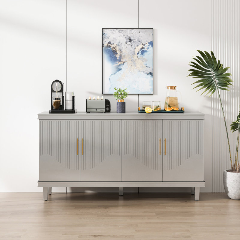 Large Size 4-Door Cabinet, Champagne, 32.28" H x 59.84" W x 15.75" D