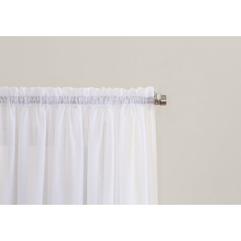 Mardis Beaded Tassels Crushed Sheer Voile Ascot Window Valance, White