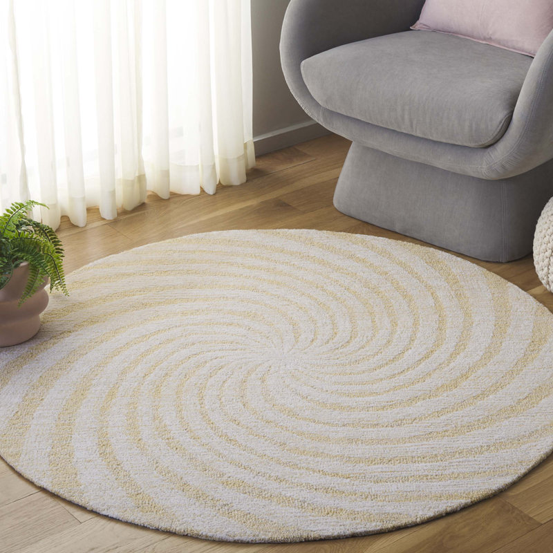 Nouveauté 201 80% laine; Tapis spiralé 20% coton, Rond 5 pi