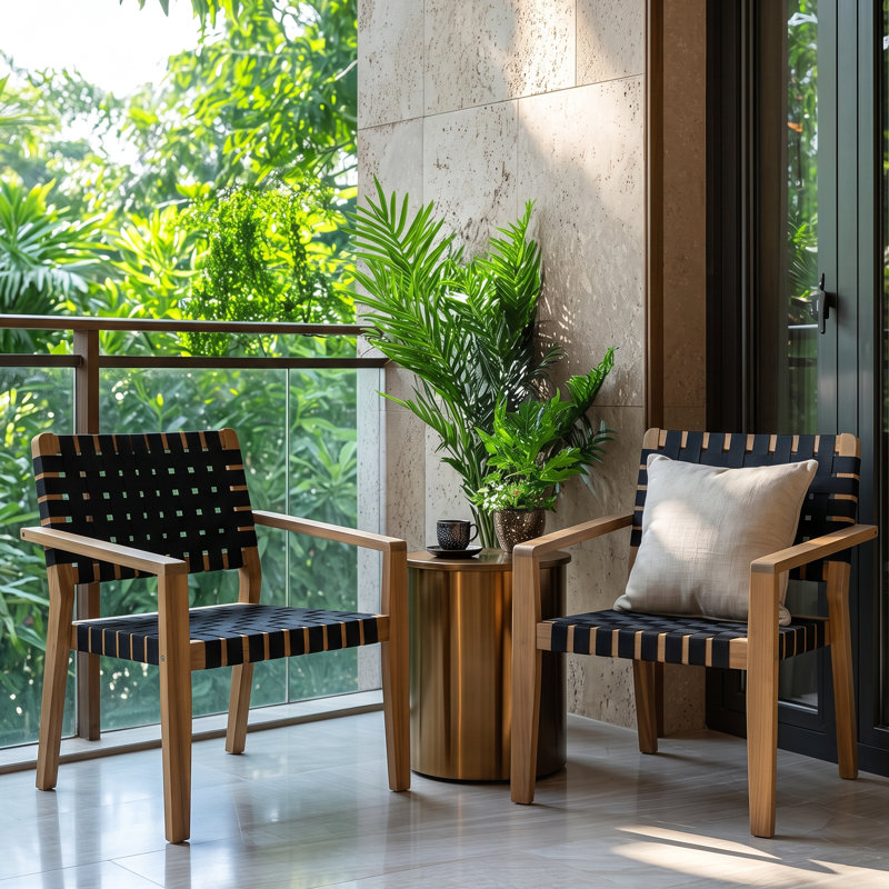 Ensemble de fauteuils en bois d'acacia Payton, Noir / teck clair