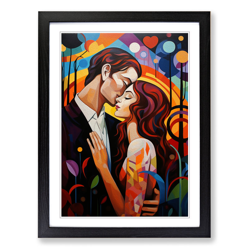 XYZ-FRM-V1223-4400 Lovers Modern No.2 - Single Picture Frame Print on Wood, 46cm H x 34cm W x 2cm D, Black 