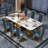 Luxury Rectangular Rock Slab Dining Table Sets