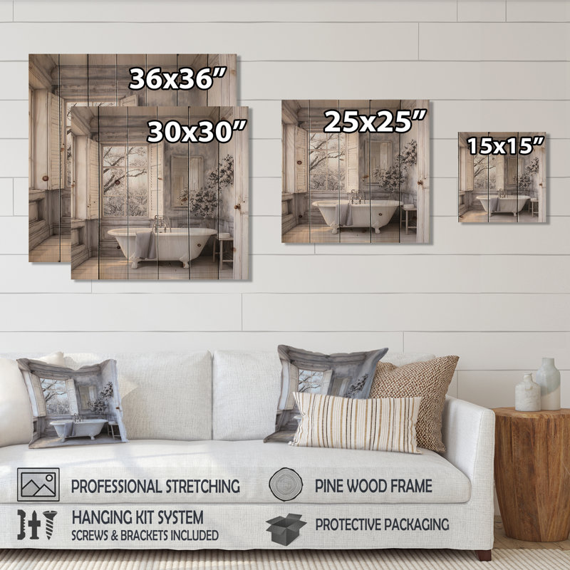 Impression sur bois naturel Sheadon Farmhouse Charm II, H 35 po x l 35 po x P 0,78 po