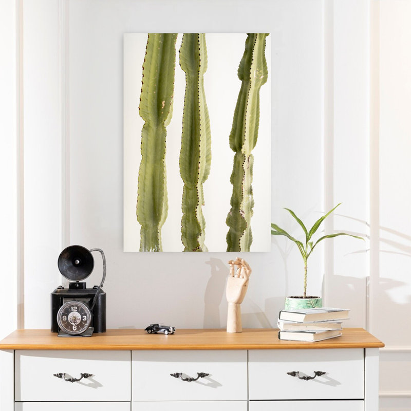 3 cactus abstraits, art mural contemporain, H 24 po x l 16 po