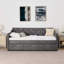 Grey Twin Size Upholstered Daybed With Pop-Up Trundle & USB Charging