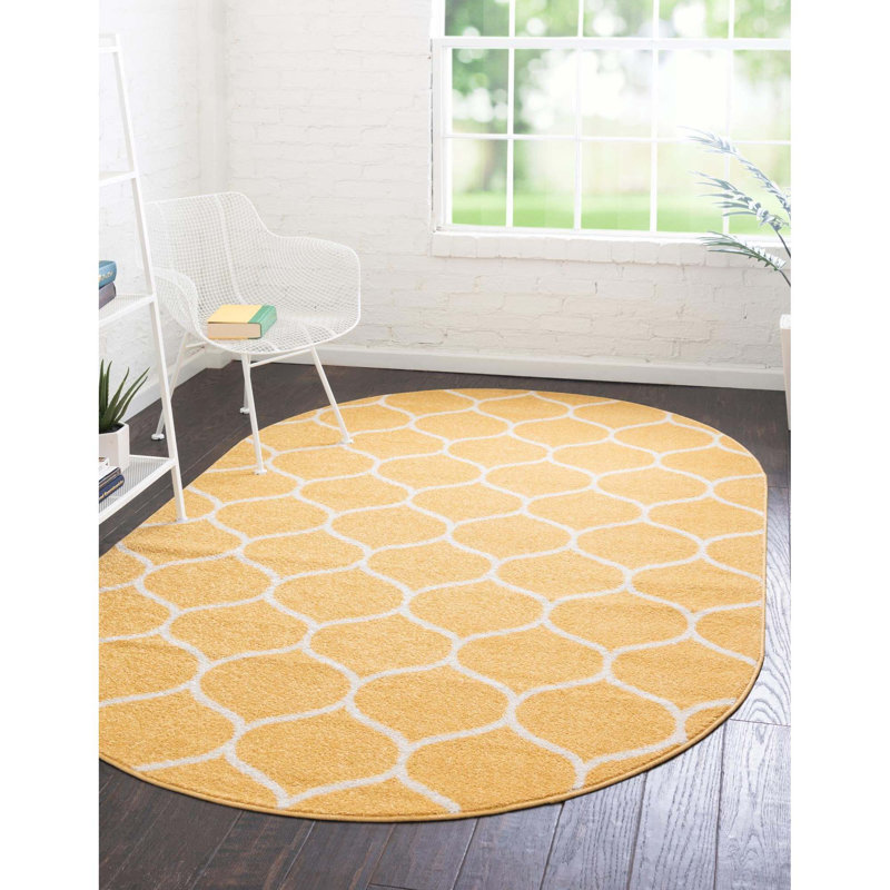 Llanet Geometric Indoor Rug, Oval 5'3" x 8'