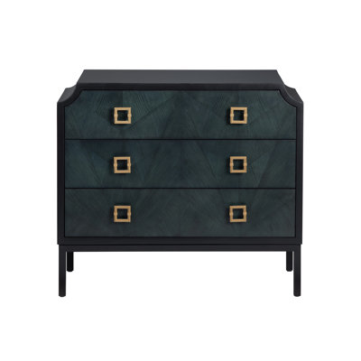Black And Navy 3-Drawer Chest