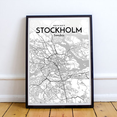 Stockholm City Map - No Frame Print