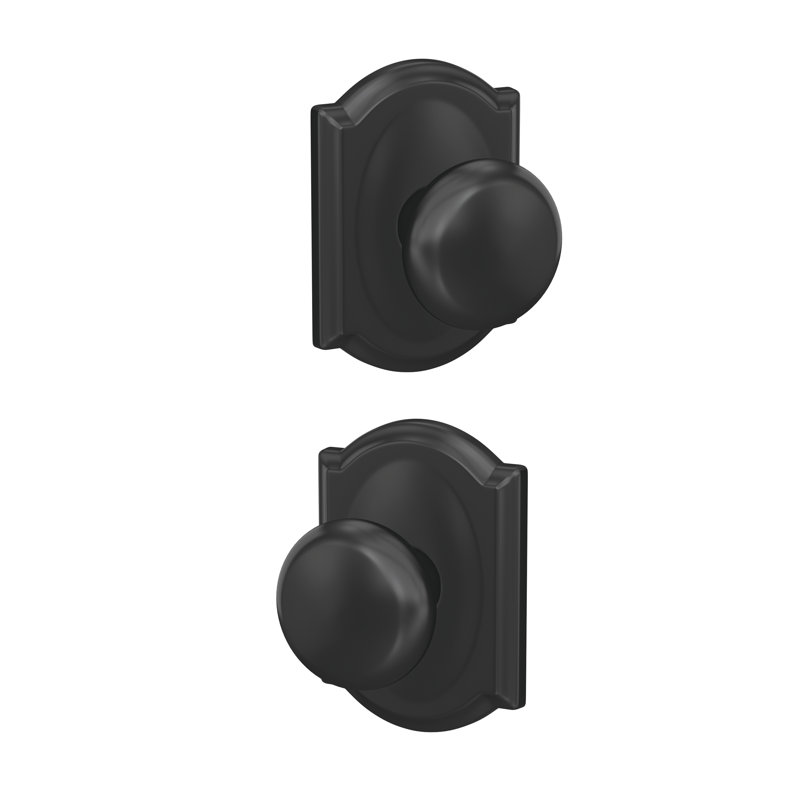 Plymouth Hall-Closet and Bed-Bath Knob with Camelot Trim, Matte Black
