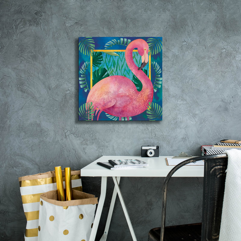 «Flamingo 2» par Fiona Stokes-Gilbert, art mural sur toile, H 18 po x l 18 po