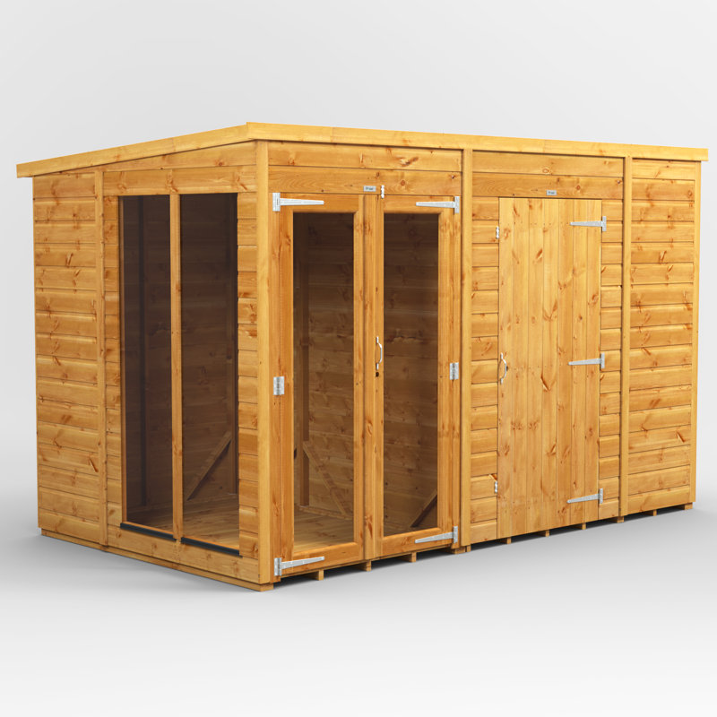 Powersheds 10 x 6ft Timber Tongue & Groove Pent Summerhouse Combi (includes 6ft Side Store)