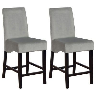 Upholstered Counter Stools, Dark Grey And Black, Set Of 2 | Gift Idea