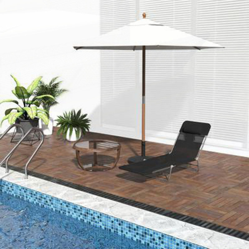 Chaises longues de luxe avec chaise longue pliable avec dossier réglable et tissu maillé respirant, Black