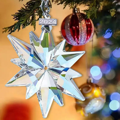 2024 Annual Christmas Ornaments Crystal Snowflake Star, Sparkly Crystal Ornaments For Christmas Tree, Beautiful Christmas Ornaments For