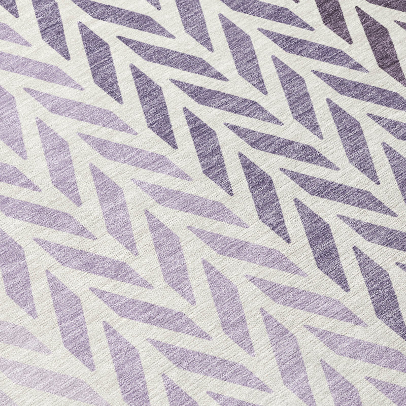 Tapis rayé Lamanna ACN3041 lavable à la machine pour l'intérieur et l'extérieur, Mauve, 2 pi 6 po x 3 pi 10 po