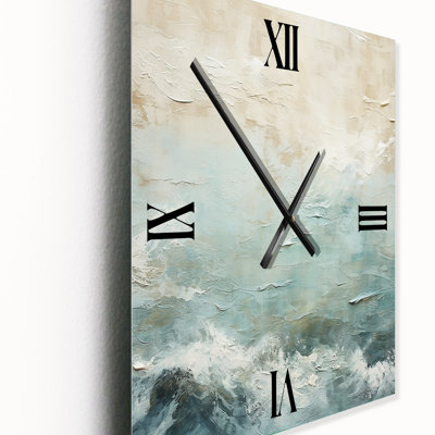 Horloge murale moderne en métal bord de mer beige et bleu River I