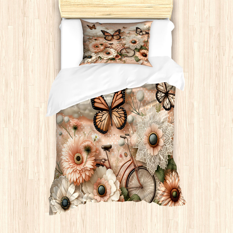 Floral Eucalyptus Duvet Cover, Twin Duvet Cover + 1 Standard Shams