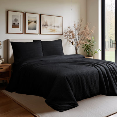 Waffle Stripe 3-Piece Duvet Cover Set