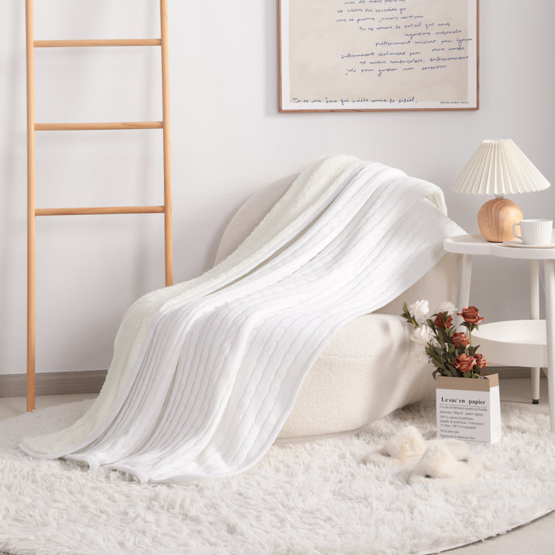 Jeté en coton , Blanc, L 51 po x L 67 po