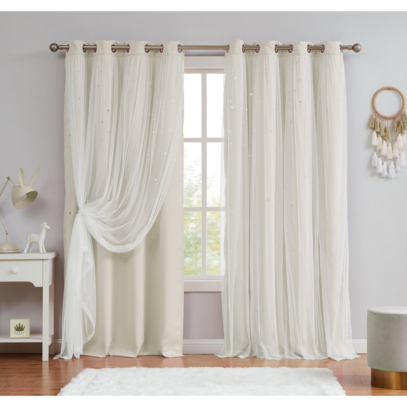 Paire de rideaux obscurcissant Star, Blanc, l 50 po x L 63 po