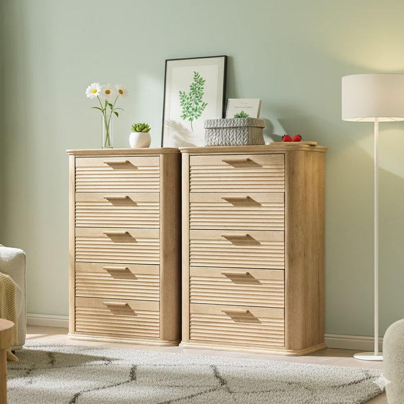 Commode cannelée en bois 45 po |