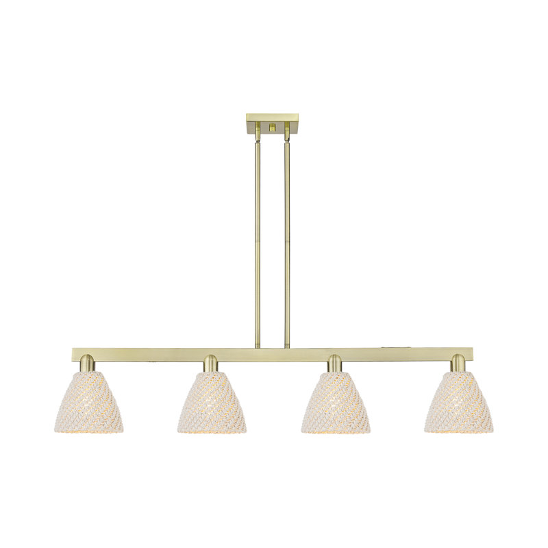 Guildford - 4 Light Stem Hung Island Light, Antique Brass