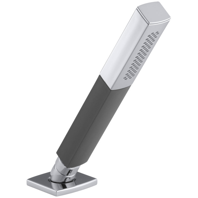 Pomme de douche à main carrée à 2 voies avec poignée grise 2,5 gpm Shift, Chrome poli