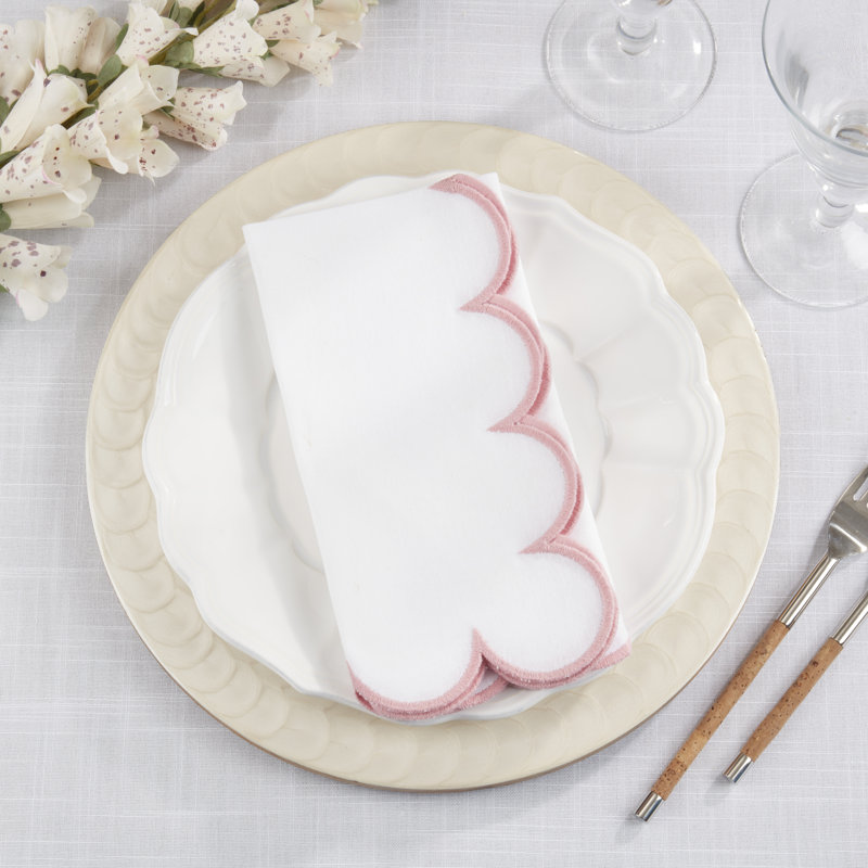 Paddock 100% Cotton Rectangle Napkin, White/Pink