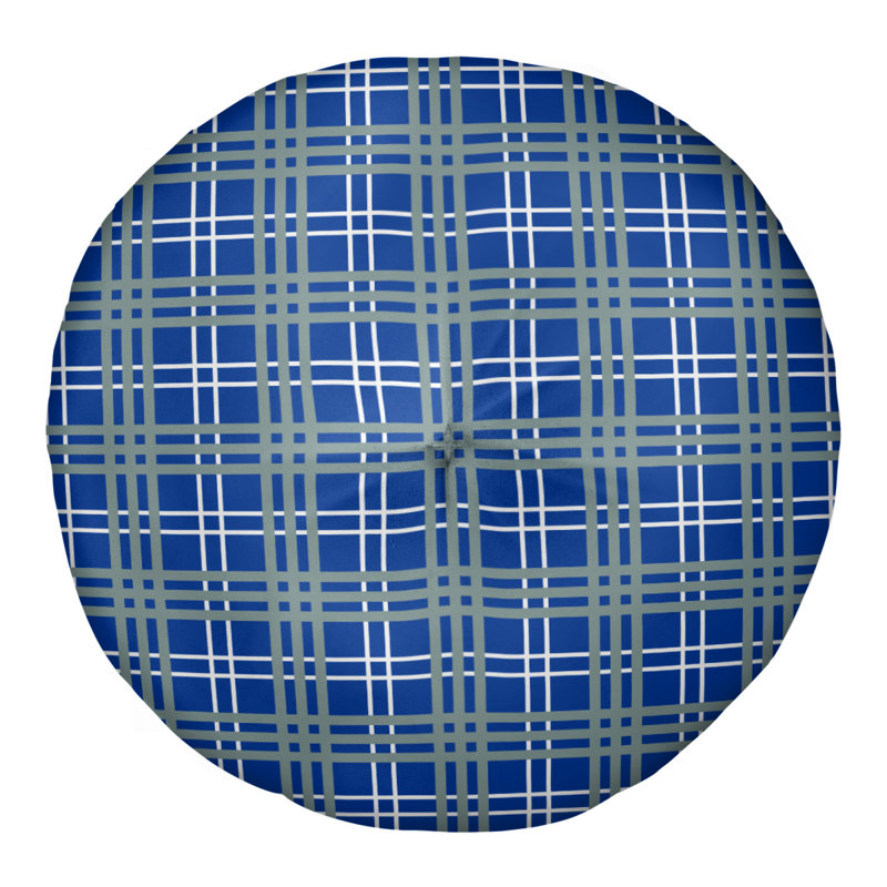 Housse de coussin ronde de luxe en forme de ballon de football Dallas, Bleu royal / blanc / argent vert, 30 po x 30 po