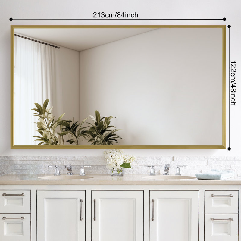 Rectangle Aluminum Framed Wall-mounted Vanity Mirrors,brushed Gold, 48" x 84"