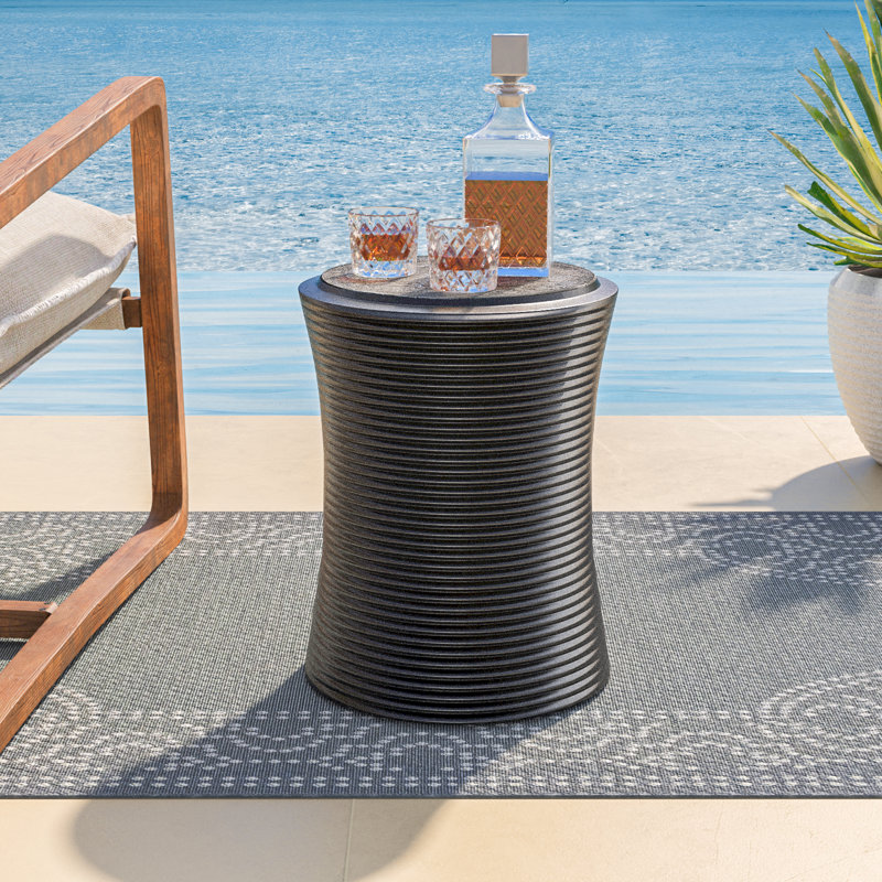 Carrin Outdoor Concrete Side Table, 1