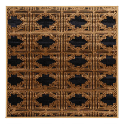 Machine Washable Art Deco Brown Area Rug