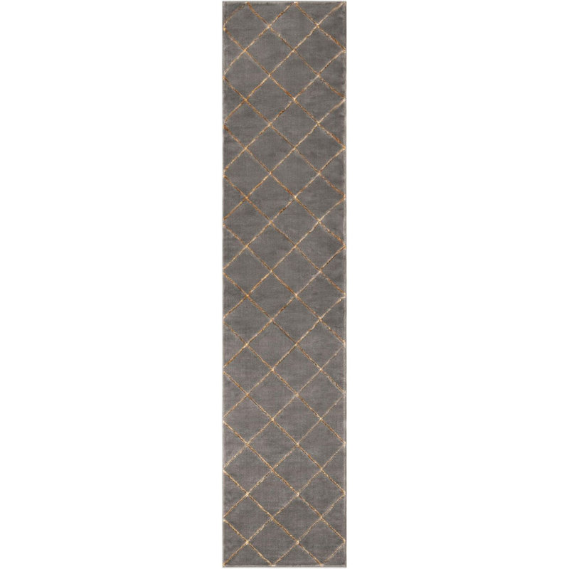 Gris contemporain et gris Etowah, Tapis de couloir 2 pi 7 po x 12 pi