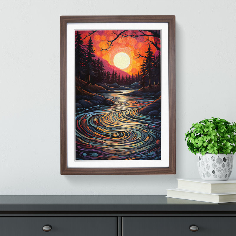 Lake Expressionism No.2 - Framed Print, Walnut, 34cm H x 25cm W x 2cm D